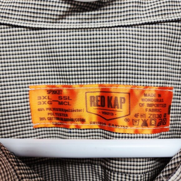 Red Kap Mens Short-Sleeve Work Shirt Size 3XL Black/White Microcheck - Picture 4 of 4